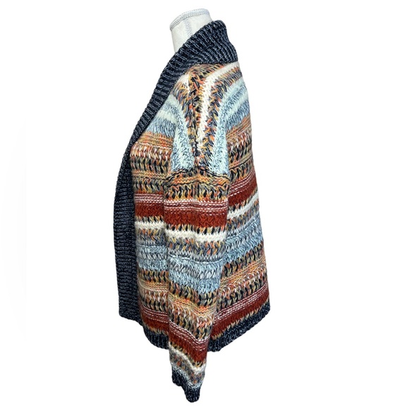 Knitted & Knotted Anthro beautiful multicolor open front sweater cardigan small - Picture 5 of 11